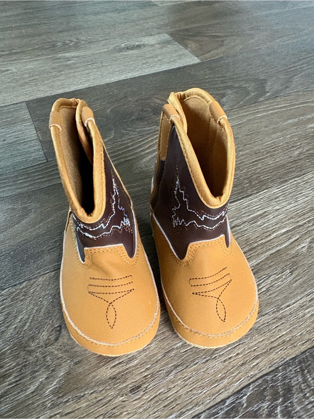 Kids Tan and Brown Western Booties - Unbranded